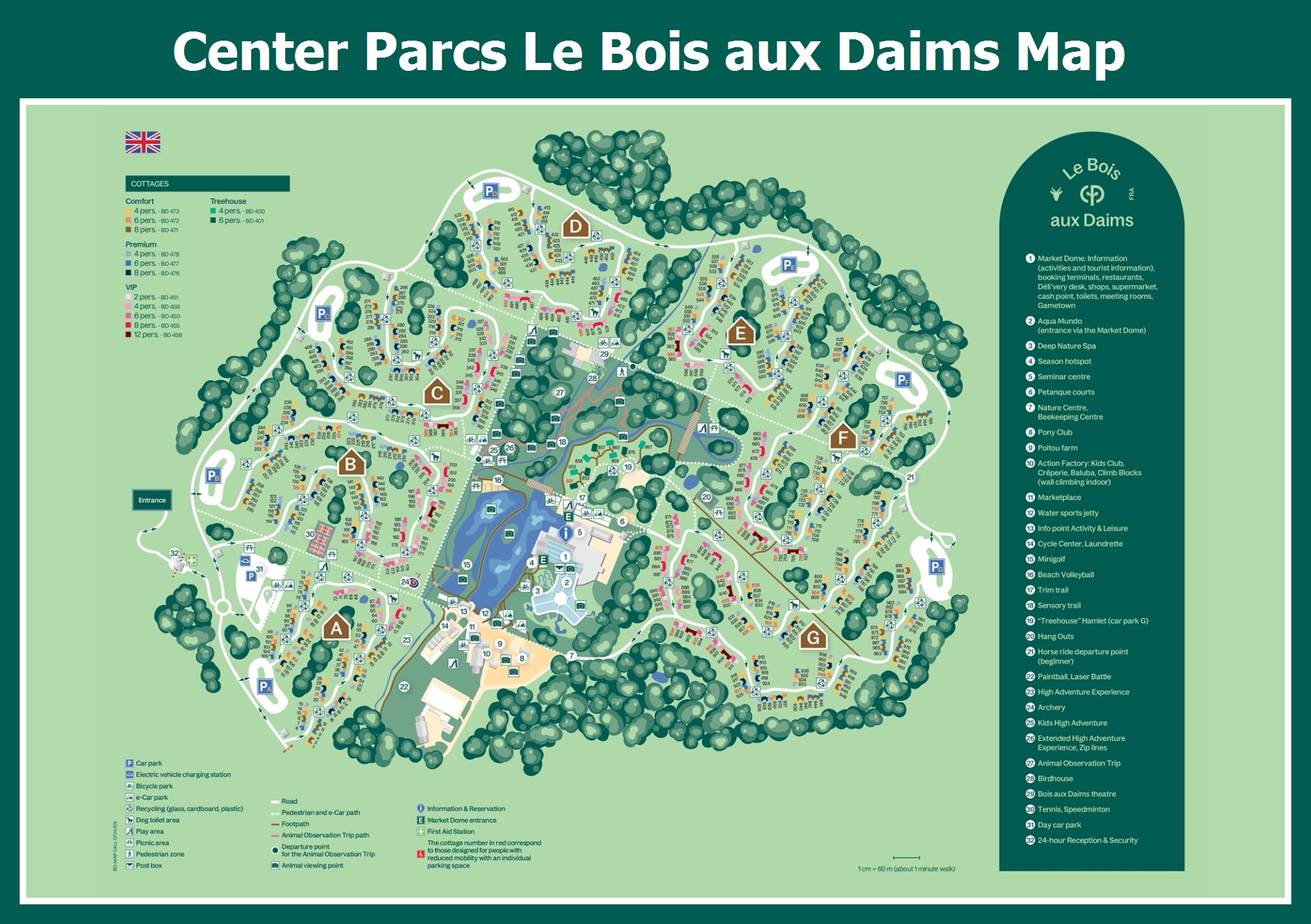 // Village map of Center Parcs Le Bois aux Daims ParkExplorer