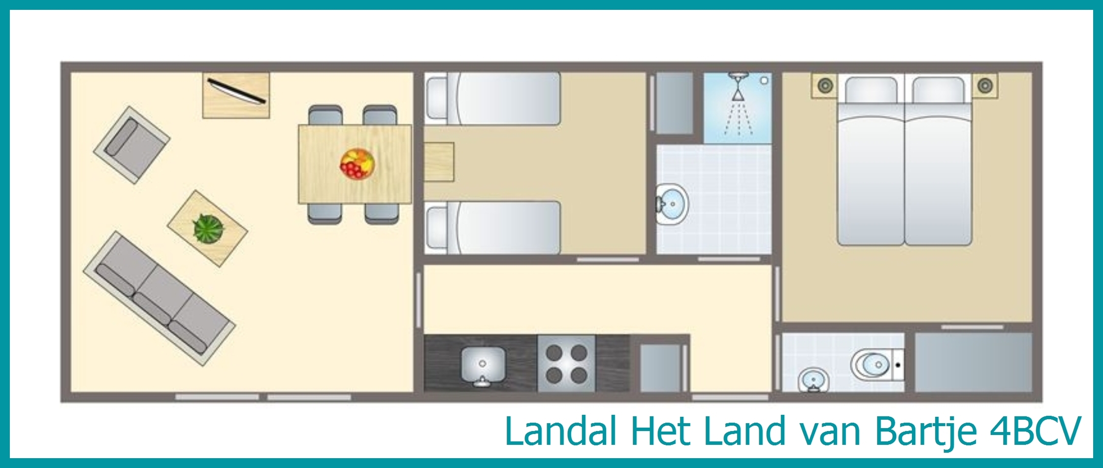 4-person mobile home 4BCV at Het Land van Bartje