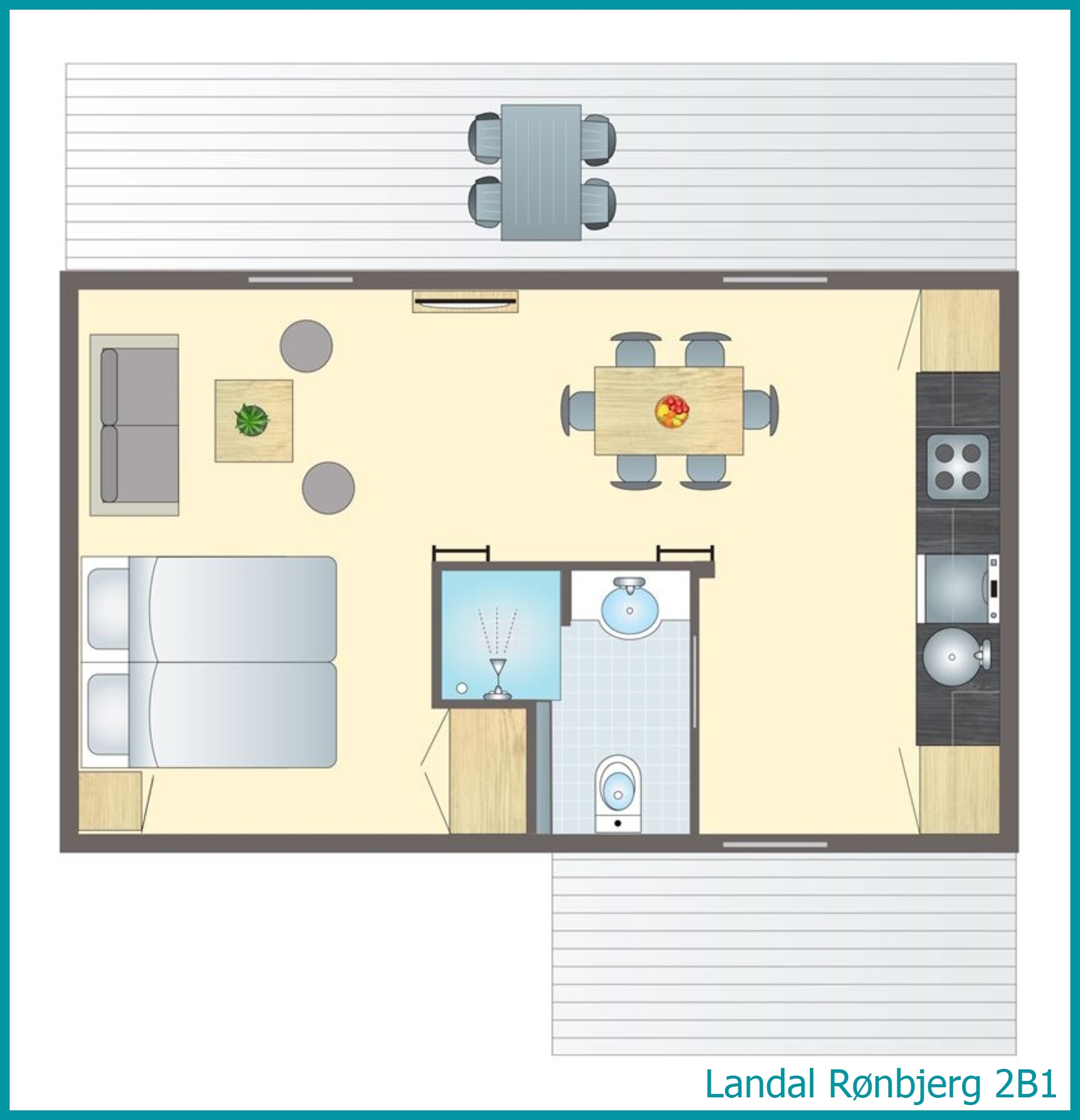 2-person bungalow 2B1 at Rønbjerg